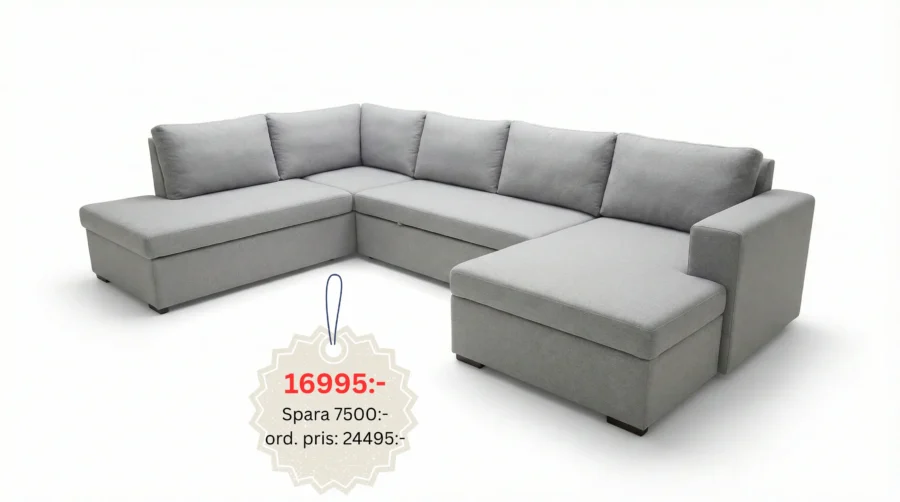 Divan 3 Ljust Grått Hörnsoffa - Bild 1