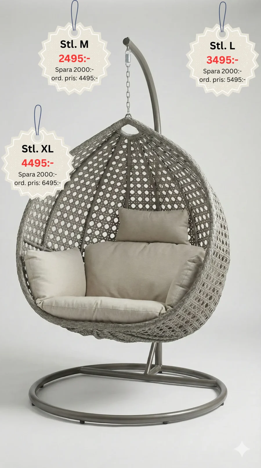 Hängande Äggsoffa (Storlek M, L, XL) - Bild 1